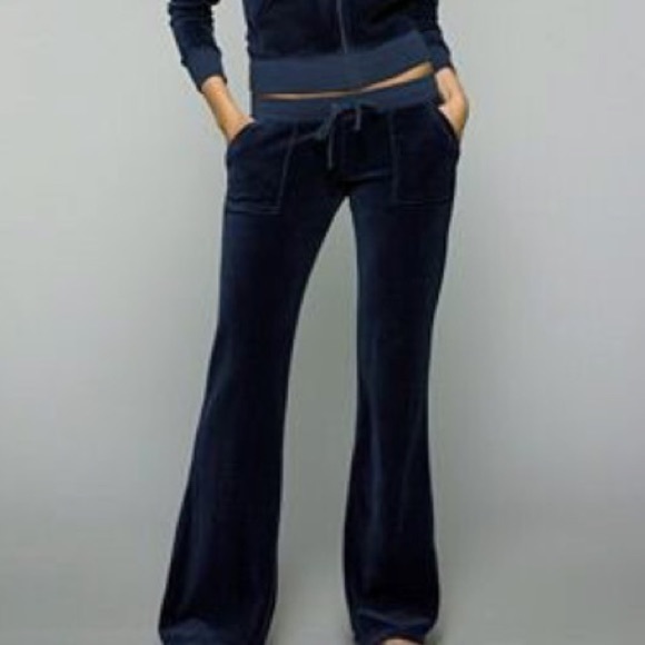 Juicy Velour Navy Sweatpants Pants Drawstring L - Picture 12 of 12